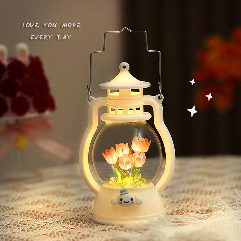 3D Gift Creative portable small lantern handmade diy decoration for girlfriend girlfriends children gift tulip night light