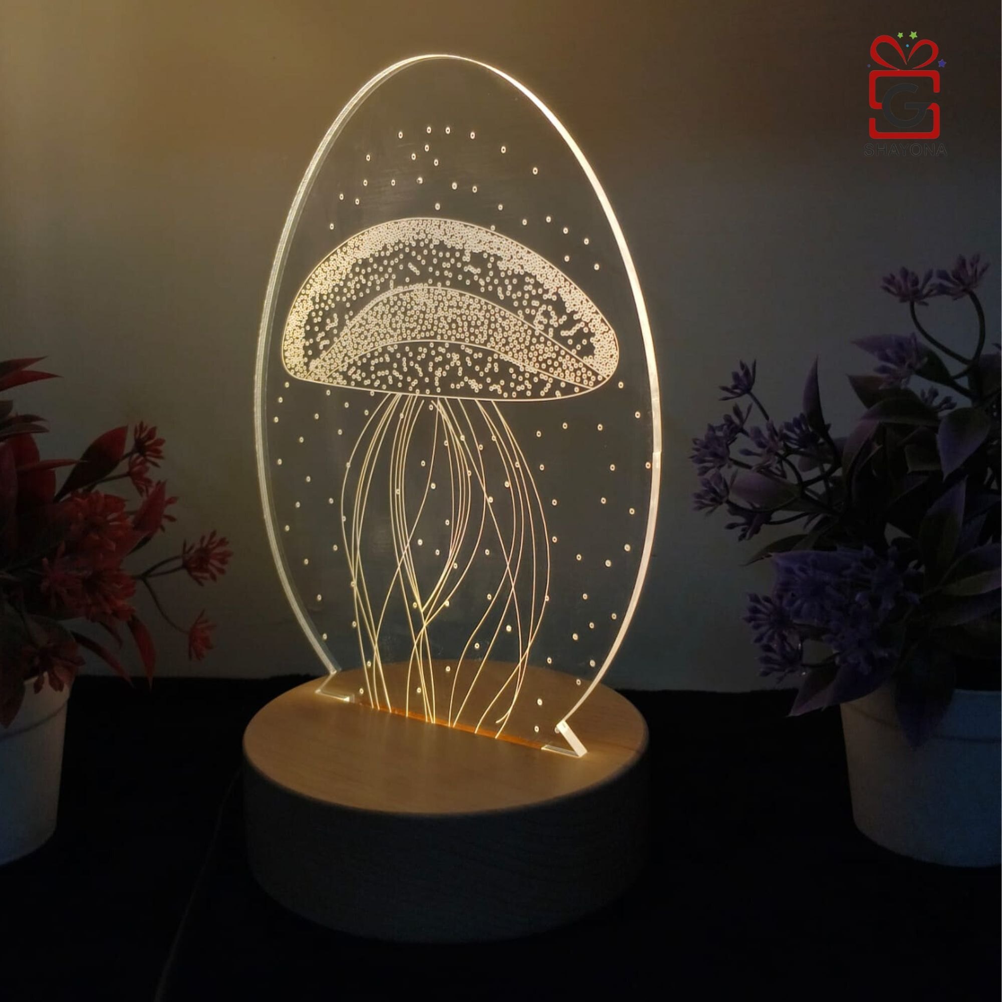 3D Creative Jellyfish Night Light DIY Luminous Modern Bedside Table Lamp Bedroom Romantic Sleep