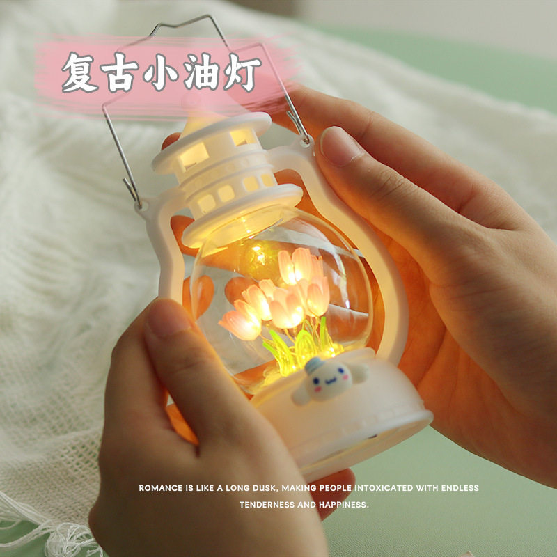 3D Gift Creative portable small lantern handmade diy decoration for girlfriend girlfriends children gift tulip night light