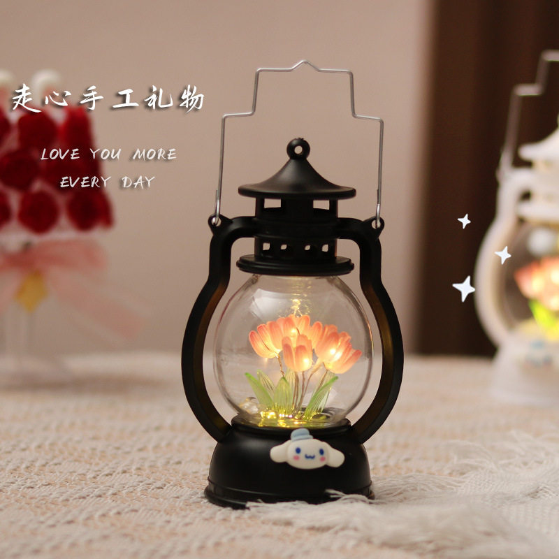 3D Gift Creative portable small lantern handmade diy decoration for girlfriend girlfriends children gift tulip night light