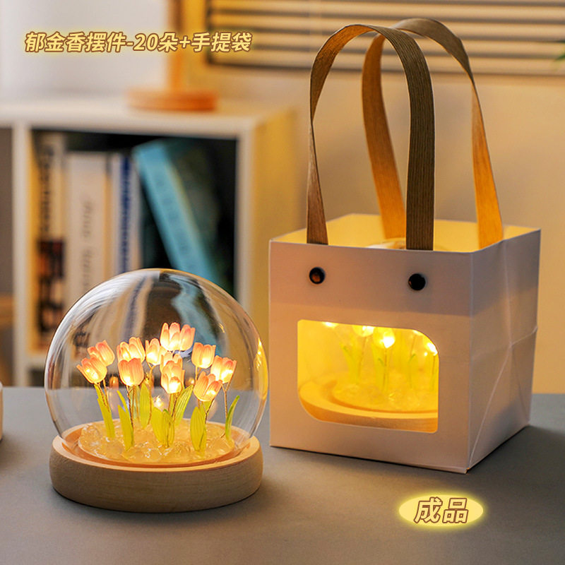 Tulip diy material handmade flower nightlight creative birthday gift girl girlfriends practical niche high sense